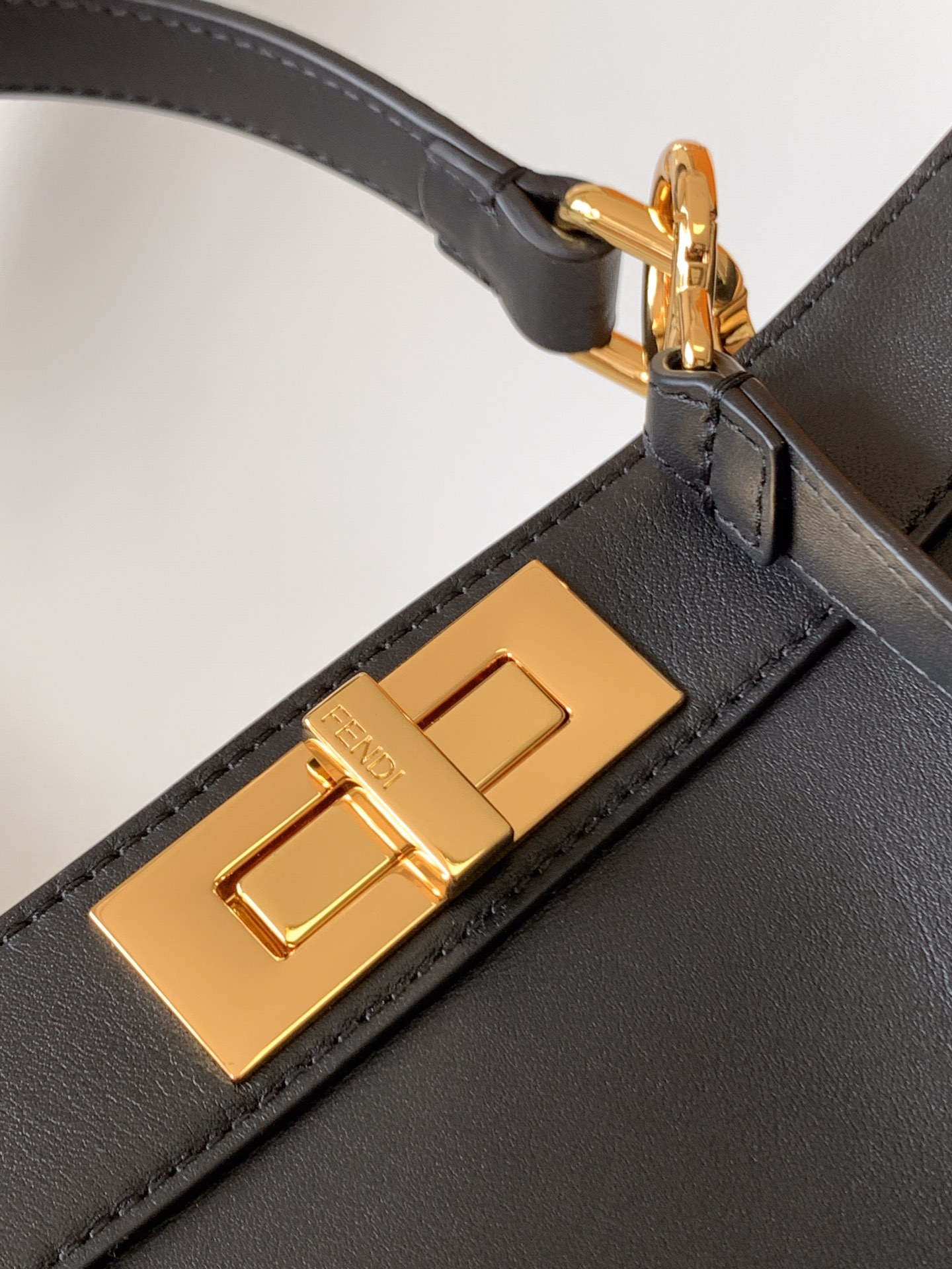 Fendi Peekaboo ISeeU Medium Black Calfskin Leather Bag